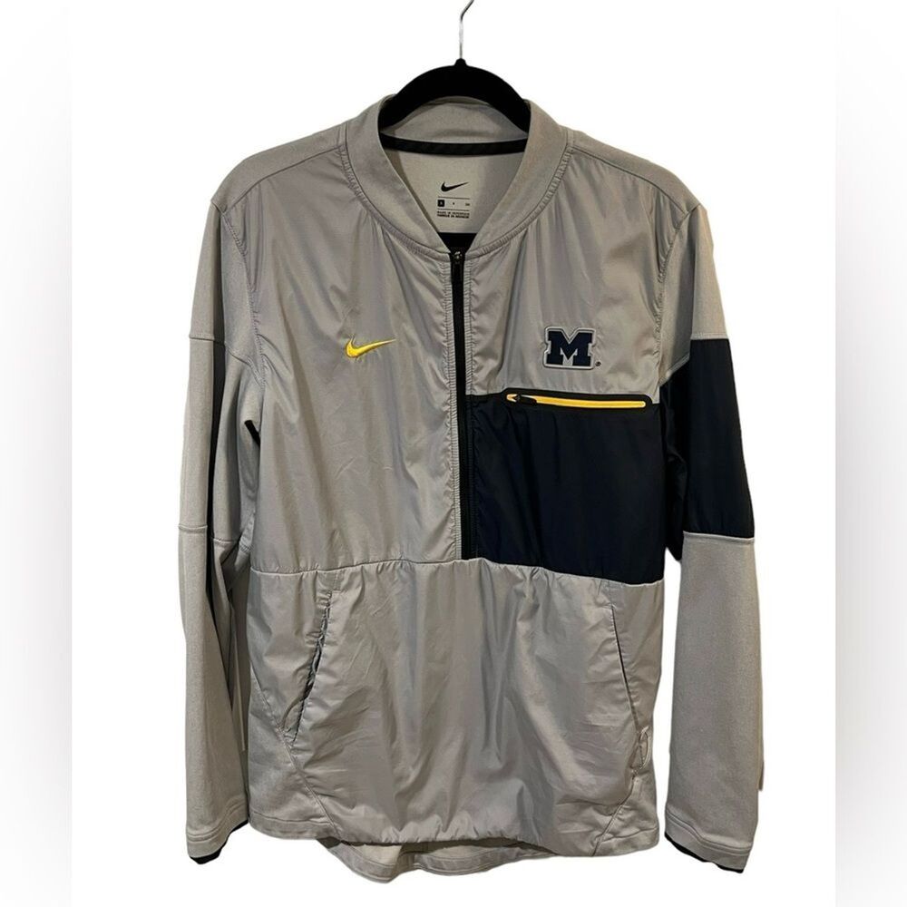 Nike Mens Univ Michigan Jacket Sz S Grey Blue Windbreaker Lightweight College